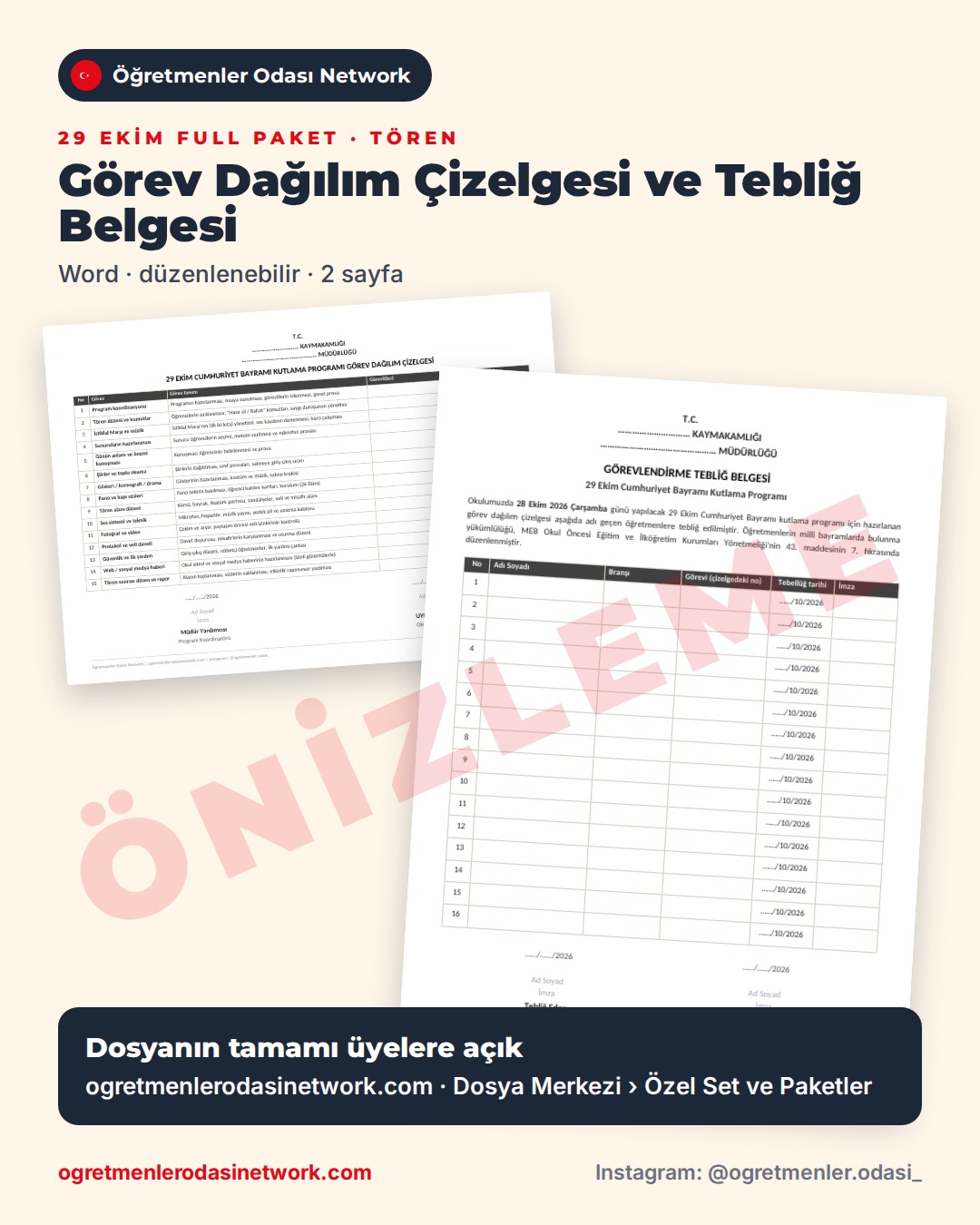 05 Görev Dağılım Çizelgesi ve Tebliğ Belgesi önizleme