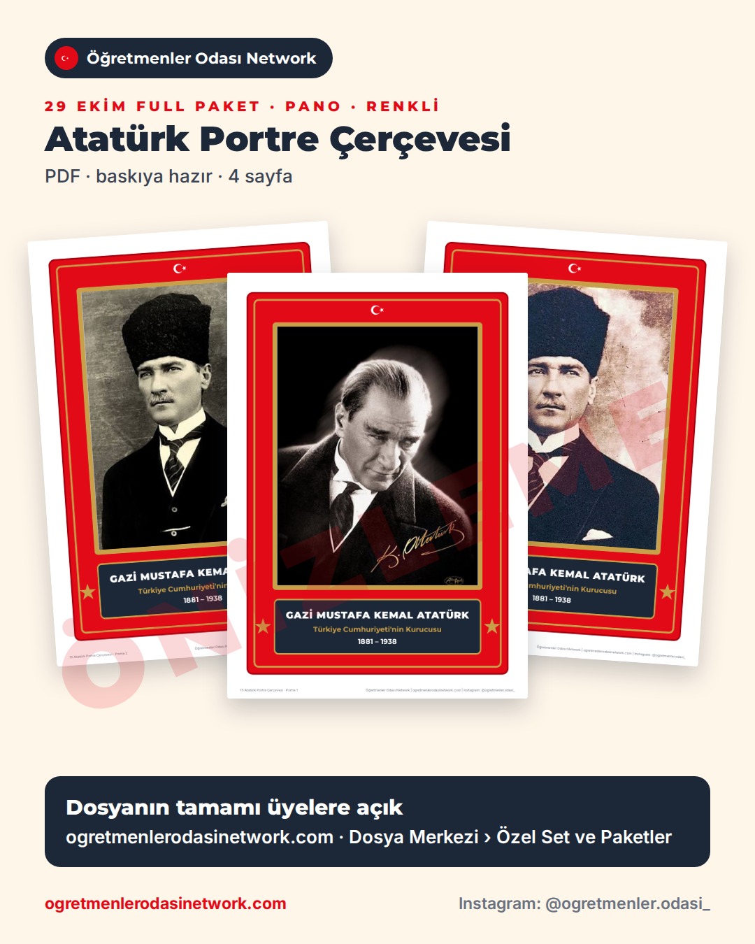 15 Atatürk Portre Çerçevesi önizleme