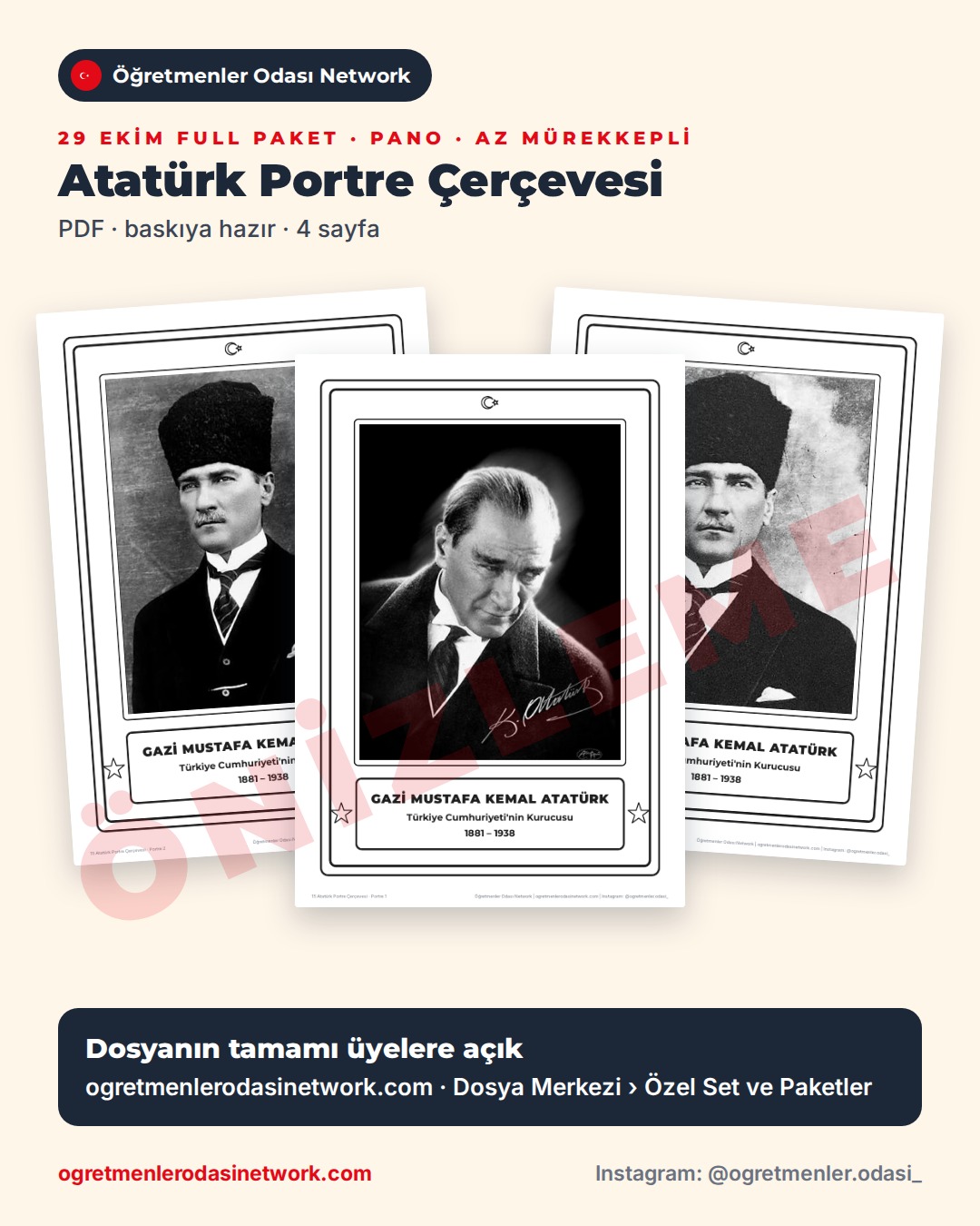 15 Atatürk Portre Çerçevesi önizleme