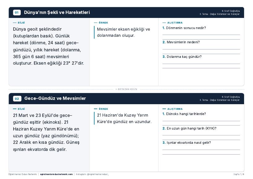 Doğal Sistemler ve Süreçler önizleme