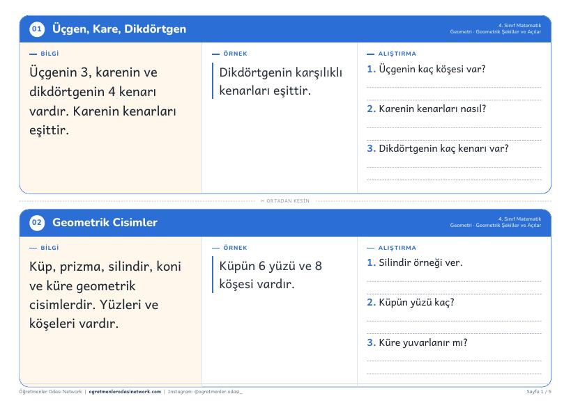 Geometrik Şekiller ve Açılar önizleme