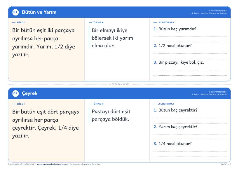 Kesirler, Paralar ve Zaman önizleme