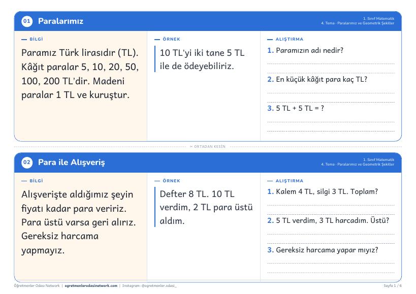 Paralarımız ve Geometrik Şekiller önizleme
