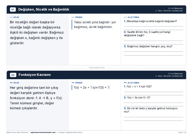 Nicelikler ve Değişimler önizleme