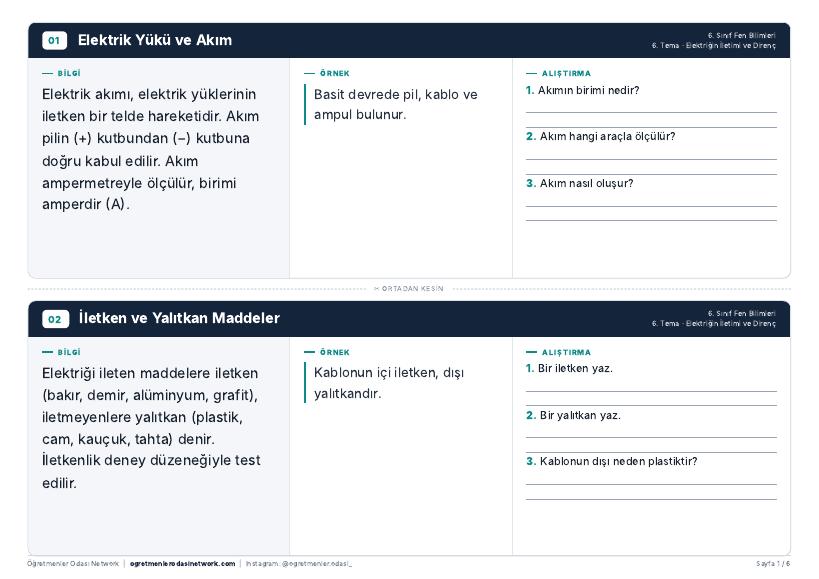 Elektriğin İletimi ve Direnç önizleme