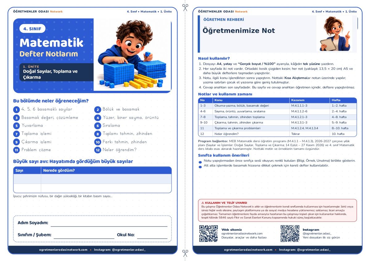Doğal Sayılar, Toplama ve Çıkarma önizleme