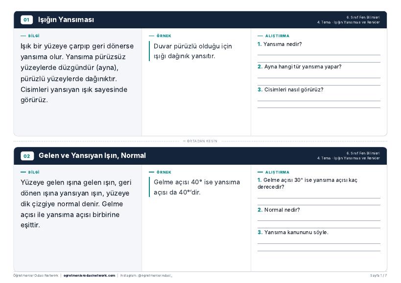 Işığın Yansıması ve Renkler önizleme