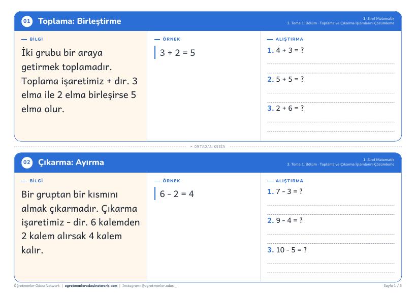 Toplama ve Çıkarma İşlemlerini Çözümleme önizleme