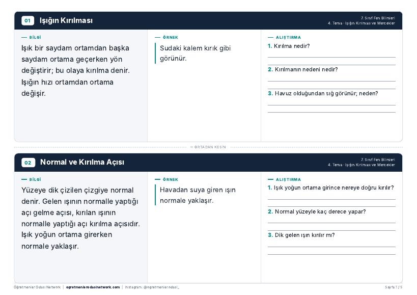 Işığın Kırılması ve Mercekler önizleme