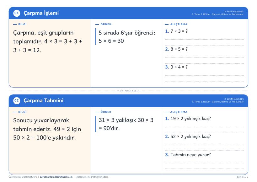 Çarpma, Bölme ve Problemler önizleme