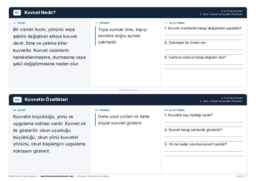 Kuvvet ve Kuvvetin Ölçülmesi önizleme