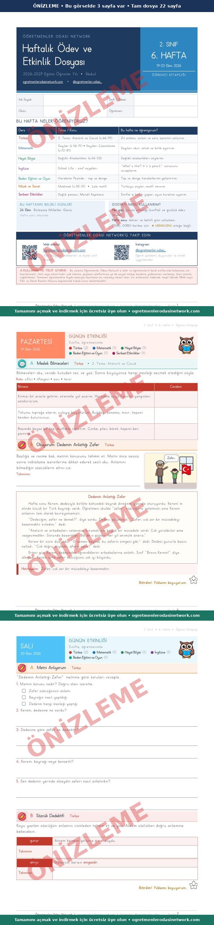 2. Sınıf · 6. Hafta · Öğrenci Kitapçığı önizleme