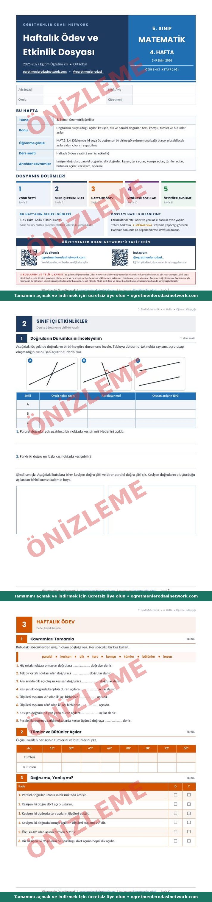 5. Sınıf · Matematik · 4. Hafta · Öğrenci Kitapçığı önizleme