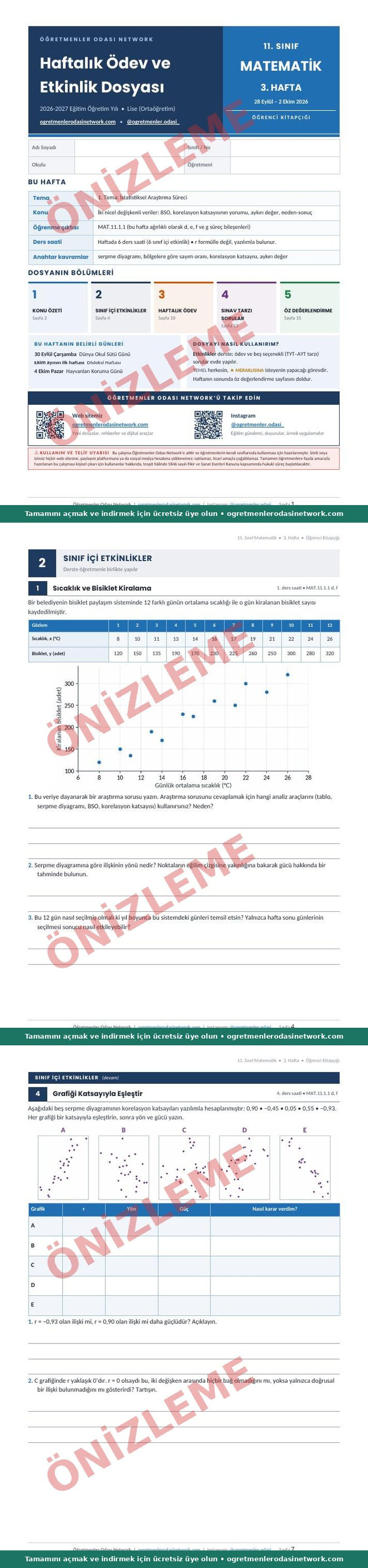 11. Sınıf · Matematik · 3. Hafta · Öğrenci Kitapçığı önizleme