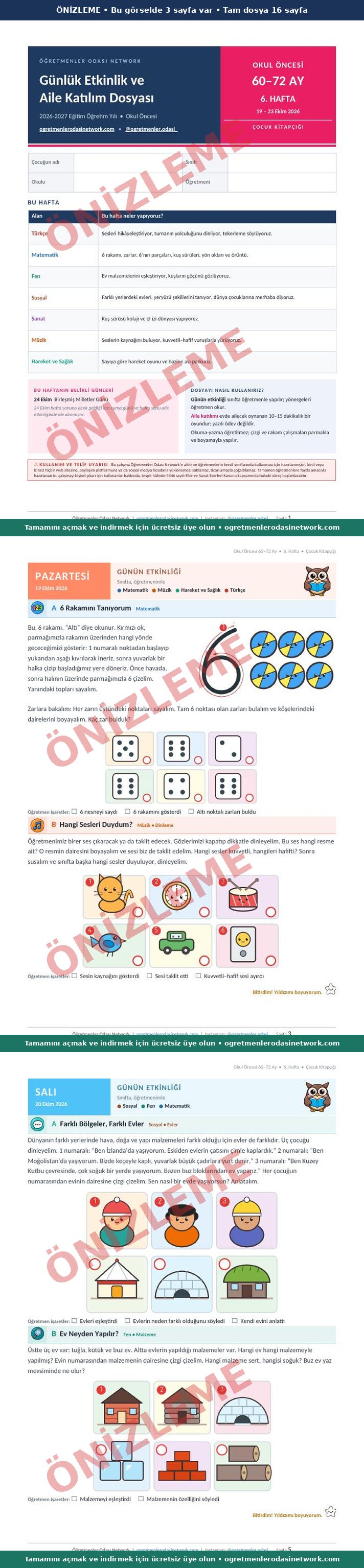 60–72 Ay · 6. Hafta · Çocuk Kitapçığı önizleme