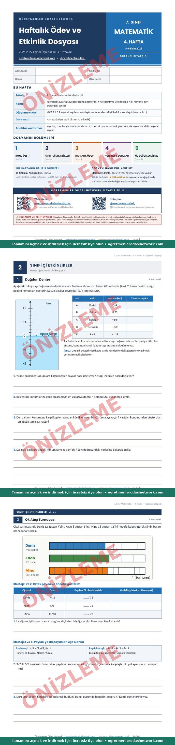 7. Sınıf · Matematik · 4. Hafta · Öğrenci Kitapçığı önizleme