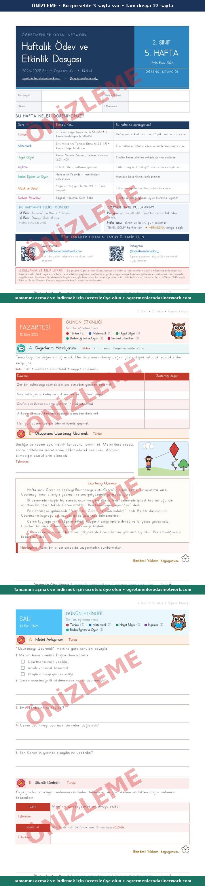 2. Sınıf · 5. Hafta · Öğrenci Kitapçığı önizleme