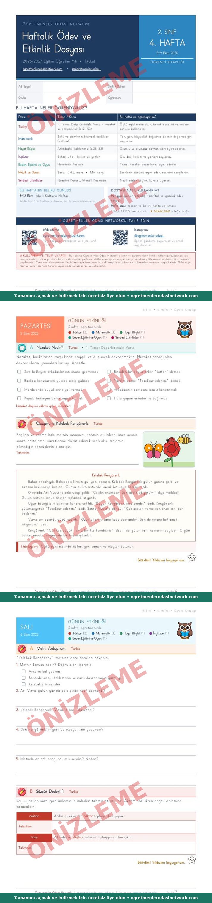 2. Sınıf · 4. Hafta · Öğrenci Kitapçığı önizleme