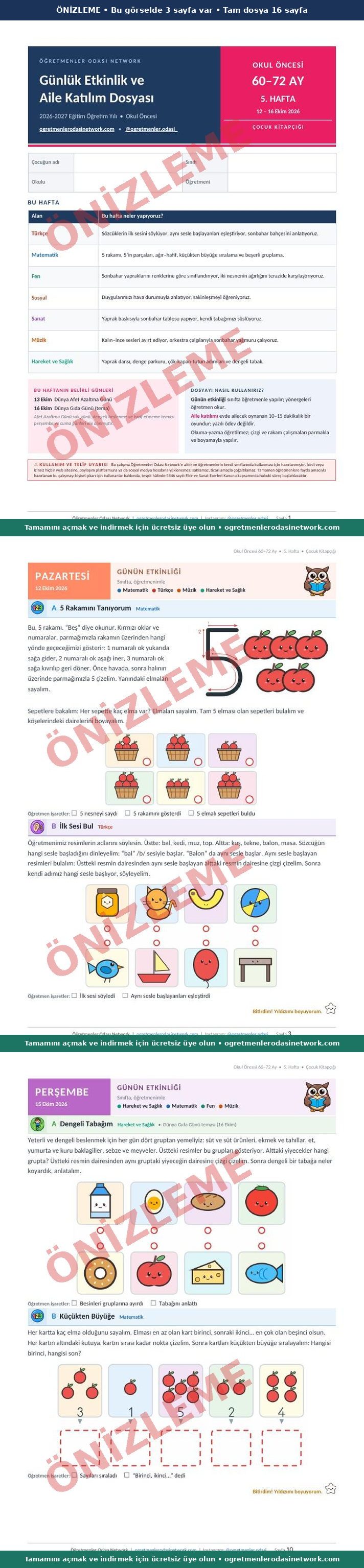 60–72 Ay · 5. Hafta · Çocuk Kitapçığı önizleme