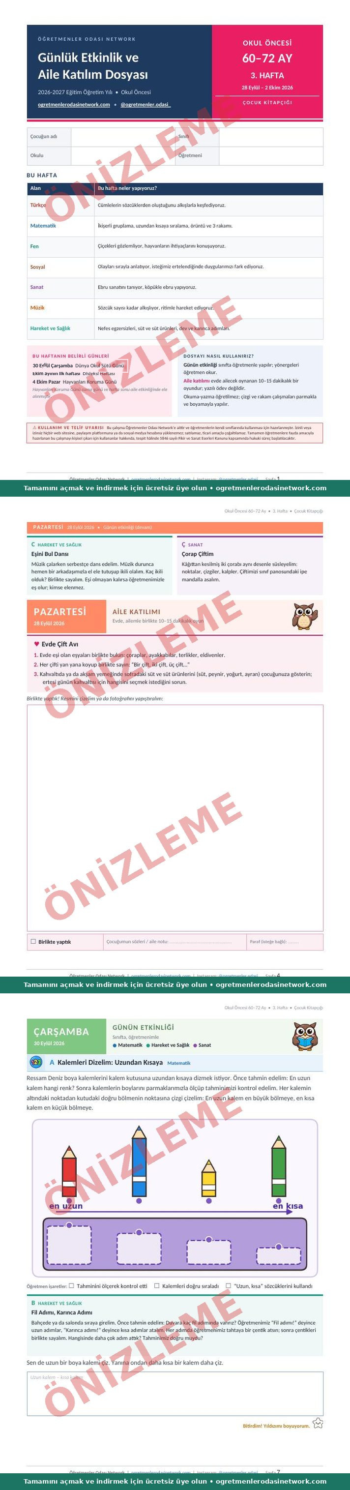 60–72 Ay · 3. Hafta · Çocuk Kitapçığı önizleme