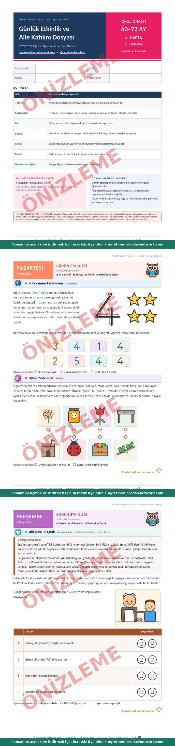 60–72 Ay · 4. Hafta · Çocuk Kitapçığı önizleme