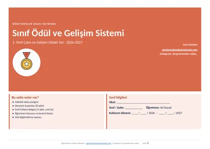Ödül ve Gelişim Seti 1. Sınıf ilk sayfa önizlemesi