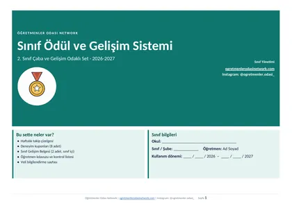 Ödül ve Gelişim Seti 2. Sınıf ilk sayfa önizlemesi