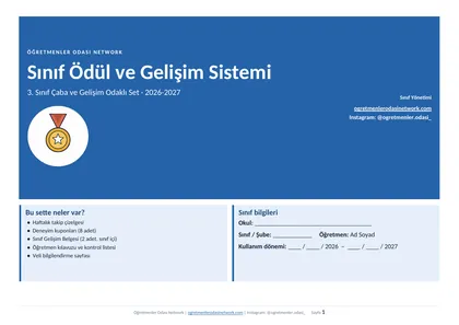Ödül ve Gelişim Seti 3. Sınıf ilk sayfa önizlemesi