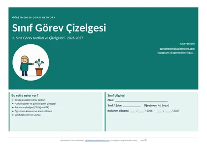 Görev Çizelgesi ve Kartları 2. Sınıf ilk sayfa önizlemesi