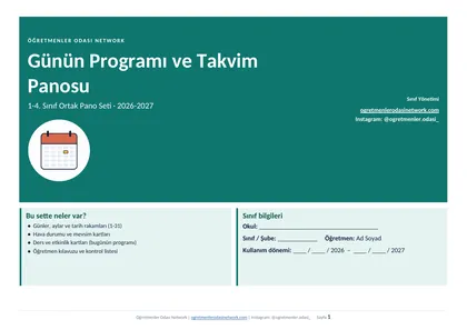 Günün Programı ve Takvim Panosu ilk sayfa önizlemesi