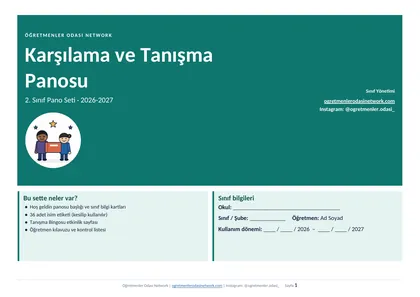 Karşılama ve Tanışma Panosu 2. Sınıf ilk sayfa önizlemesi