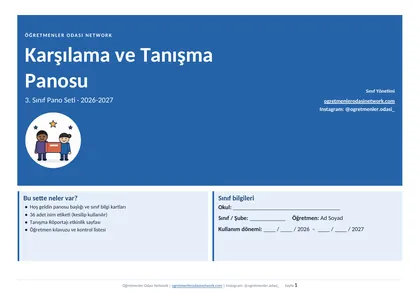Karşılama ve Tanışma Panosu 3. Sınıf ilk sayfa önizlemesi