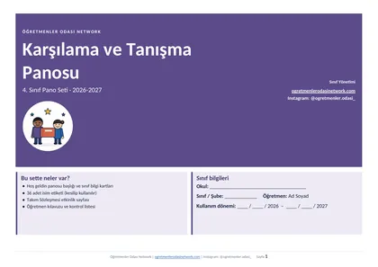 Karşılama ve Tanışma Panosu 4. Sınıf ilk sayfa önizlemesi