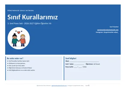 Sınıf Kuralları Pano Seti 3. Sınıf ilk sayfa önizlemesi