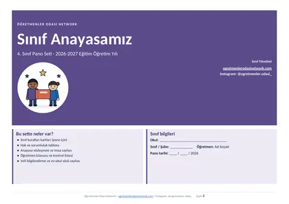 Sınıf Kuralları Pano Seti 4. Sınıf ilk sayfa önizlemesi